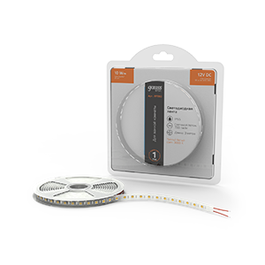 Лента светодиодная LED 10 Вт/м 700 Лм/м 5050-SMD 60 шт/м 12 В DC 3000К теплый белый IP65 блистер (3 м ) Basic Gauss - BT050