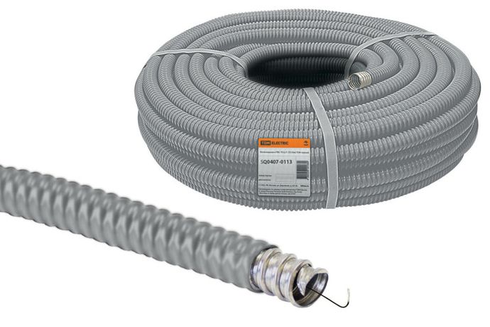 Металлорукав в ПВХ-изоляции Р3-Ц-П 15 серый (25м) | SQ0407-0113 TDM