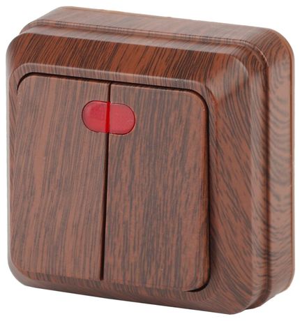 Выключатель 2-кл. ОП Quadro 10А IP20 2-105-10 250В с подсветкой венге Intro Б0030122 ЭРА