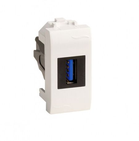 Розетка мультимедийная Brava 1мод. USB 3.0 бел. DKC 76300B ДКС