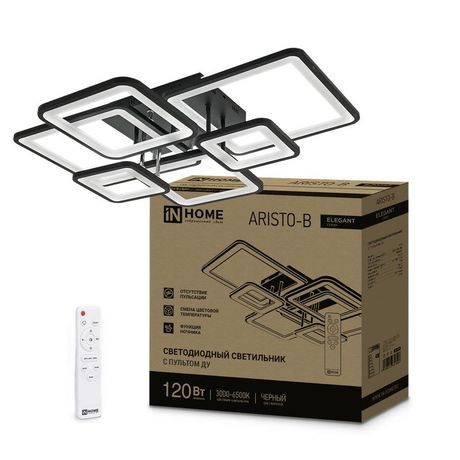 Светильник светодиодный ELEGANT ARISTO-B 120Вт 230В 3000-6500K 8400Лм 685х585х150мм пульт ДУ черный IN HOME - 4690612047324