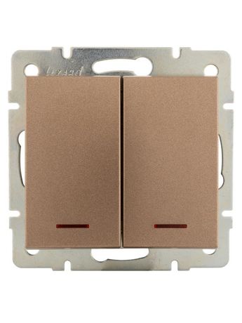 Выключатель RAIN двойной с подсветкой бронза матовая механизм - 703-3188-112 LEZARD