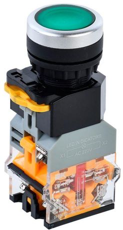 Кнопка D8-11D d=22мм 1з+1р с подсветкой зеленая | BBT30-11D-3-12-K06 IEK