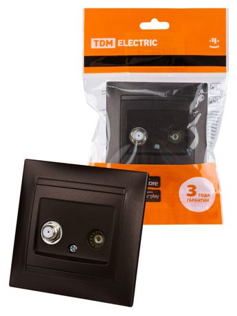 Розетка TV ("мама") + SAT (F-разъем) 0-2400МГц шоколад "Лама" | SQ1815-0520 TDM