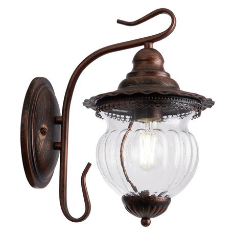 Светильник садово-парковый PL591 на стену вниз 60W 230V E27, коричневый | 41171 Feron