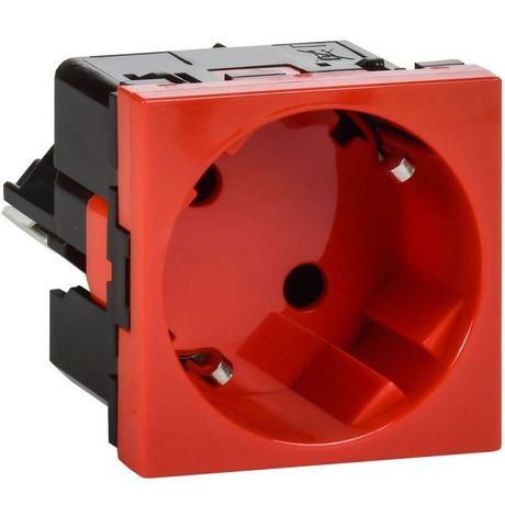 Розетка 2мод. 16А 250В 45град. с заземл. без защ. шторок безвинт. зажимы красн. ИЭК Leg 4525058 Daccord