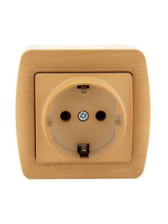 Розетка 1-м ОП Demet с заземл. ясень LEZARD 711-4700-122