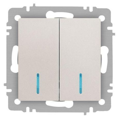 Выключатель двухклавишный, в рамку (скрытого монтажа) с подсветкой бронза 10А 250В винтовые зажимы Intro Accent 6-105-06 - Б0063519 ЭРА