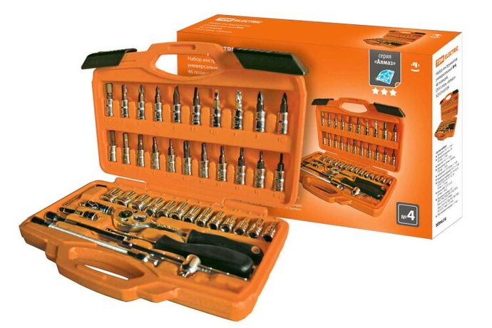 Набор инструментов универсальный №4, 46 позиций, CR-V сталь "Алмаз" | SQ1014-0104 TDM