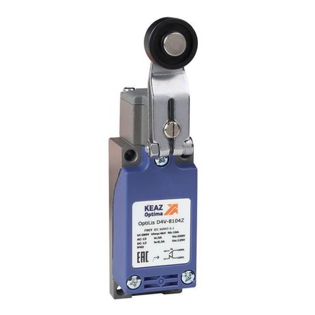 Выключатель концевой OptiLiS D4V-8104Z рычаг металлический с роликом пластиковым XCKP2118P16 | 365290 КЭАЗ