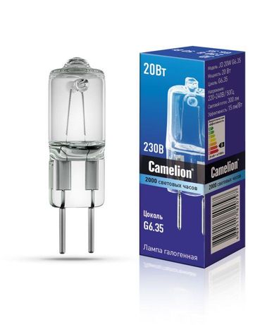 Лампа галогенная JD 20Вт капсула G6.35 2850К 240В Camelion 6720