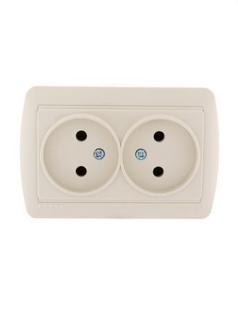 Розетка 2-м ОП Demet 16А IP20 без заземл. закрыт. корпус керамика крем. LEZARD 711-0300-128