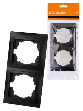 Рамка 2-х постовая вертикальная графит "Лама" | SQ1815-0633 TDM