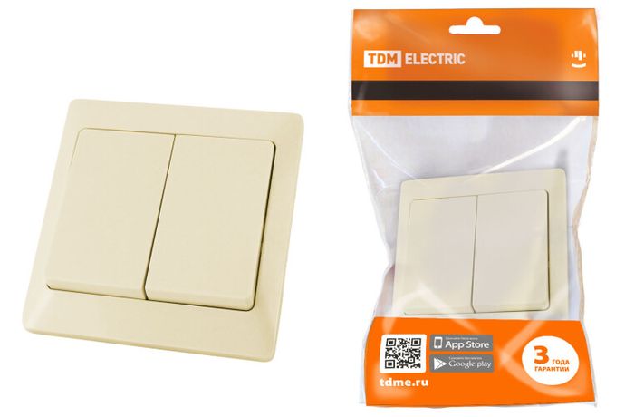 Выключатель 2 кл. 10А сл. кость "Ильмень" | SQ1823-0102 TDM