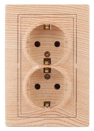 Розетка СП Plano 2X2P+E Schuko 1-205-11 16А-250В IP20 сосна Intro Б0030073 ЭРА