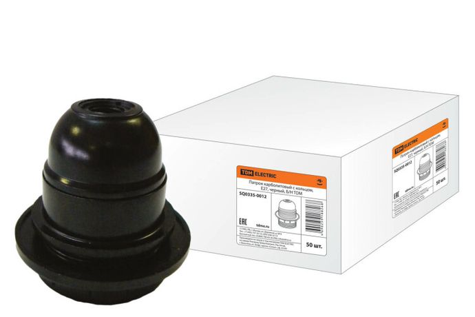 Патрон с кольцом карболитовый Е27 черный, Б/Н | SQ0335-0012 TDM