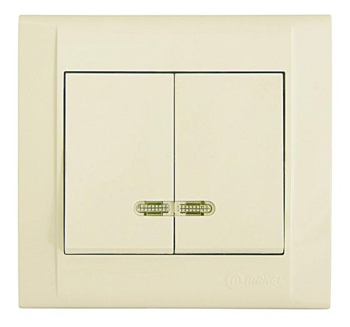 Выключатель 2-кл. Defne крем с подсветкой Makel 42010023