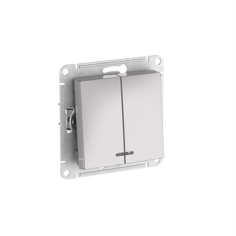 Выключатель 2-кл. AtlasDesign (сх. 5а) 10AX с подсветкой быстрозажим. клем. механизм алюм. SE ATN000353S APC