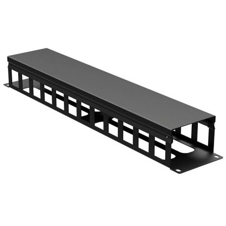 Органайзер кабельный с крышкой и отверстиями 2U, глубина 60 мм, для 19'' IT-корпусов ДКС серии STI/CQE, RAL9005 - R5CPF1962HEB