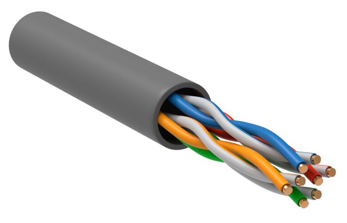 Кабель связи витая пара U/UTP кат.5е 4х2х24AWG PATCH LSZH сер. (м) ITK LC2-C5E04-121-100 IEK