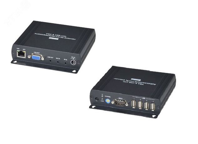Комплект (передатчик+приёмник) VGA/USB2.0/RS232 1хRJ45, 1хUSB-В, 2хVGA, до 120 м - 00013003 SC&T VKM04 SC&T арт. 13003