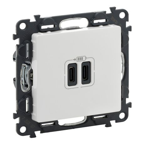 Устройство зарядное Valena Life с 2-мя USB-разъемами тип C-тип C 240В/5В 3000мА лиц. панелью бел. Leg 753107 Legrand