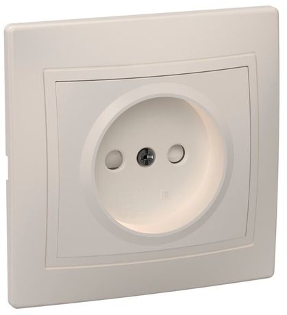 Розетка 1-м СП Кварта 10А IP20 защ. шторки без заземл. крем. ИЭК ERK10-K33-10-DM IEK
