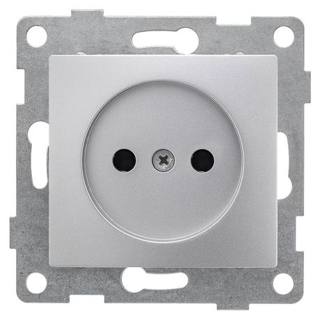 Розетка однопостовая Bravo б/з с з/ш, механизм, 16А, 250В, серебро - С10Р2-004 GUSI