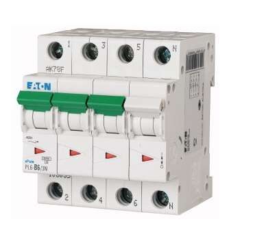 Выключатель автоматический 6А, кривая отключения С, 3+N полюс, отключающая способность 6 кА - 106907 EATON