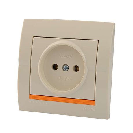 Розетка 1-м СП Дери 16А IP20 без заземл. бакелит крем./крем. LEZARD 702-0303-121B