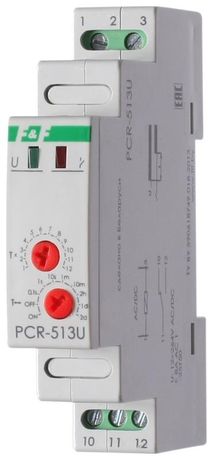 Реле времени PCR-513U 8А 12-264В AC/DC 1 перекл. IP20 задержка включ. монтаж на DIN-рейке F&F EA02.001.004 Евроавтоматика