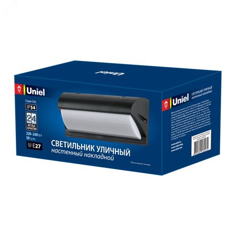 Светильник светодиодный уличный UUL-S07A 60W/E27 IP54 BLACK под лампу Е27 архитектурный накладной корпус черн. Uniel UL-00006807