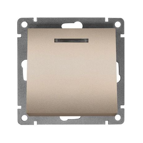 Выключатель одноклавишный с подсветкой UNIVersal серия Афина , с/у, 10А, 220В, шампань (еврослот), механизм - A0121-Br Союз