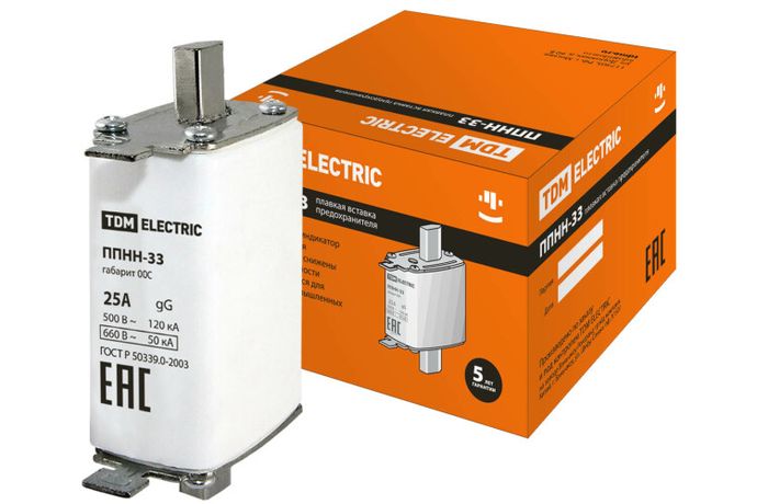 Плавкая вставка предохранителя ППНН-33, габарит 00C, 25А | SQ0713-0059 TDM