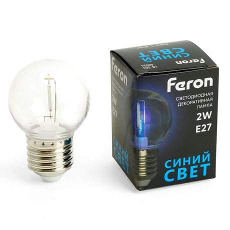 Лампа светодиодная LED 2вт Е27 синий шар - 48934 FERON