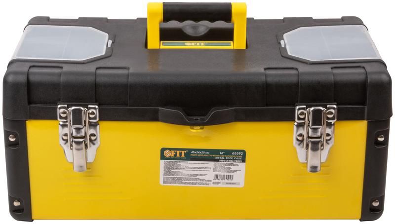 Ящик для инструмента пластик. 18дюйм ( 450х240х200мм ) металл.замки стенки стальные FIT 65592 РОС