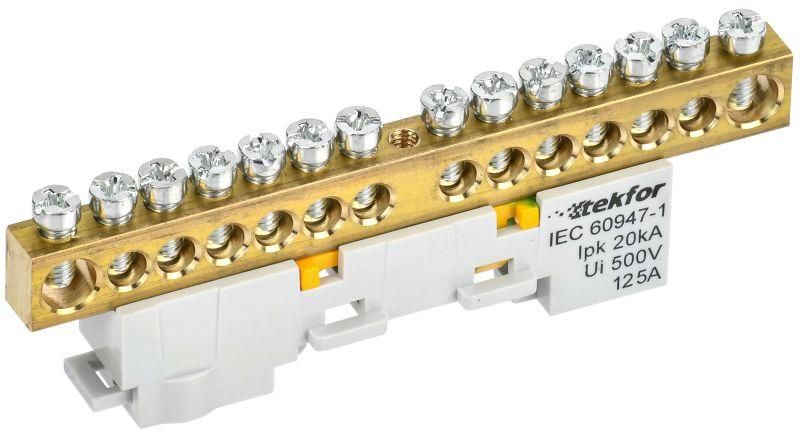 Шина PE "земля" неизол. на универс. держ. 8х12-14-Ж TEKFOR IEK TF-NN20-14-DL-K05