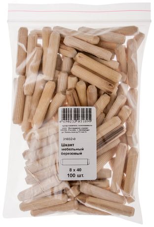 Шкант мебельный 8х40 березовый (100шт) - 31032-0 Хортъ FIT арт. 31032-0