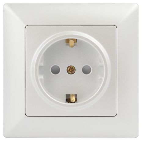 Розетка однофазная скрытого монтажа, в рамку с заземлением со шторками перламутр 16А 250В IP20 4-206-06 Intro Solo - Б0053686 ЭРА
