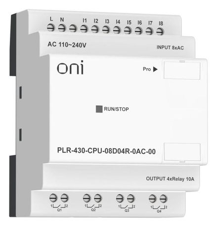 Модуль ЦПУ ПЛК 430 8 DI 4 RO 220В AC без экрана ONI PLR-430-CPU-08D04R-0AC-00 IEK