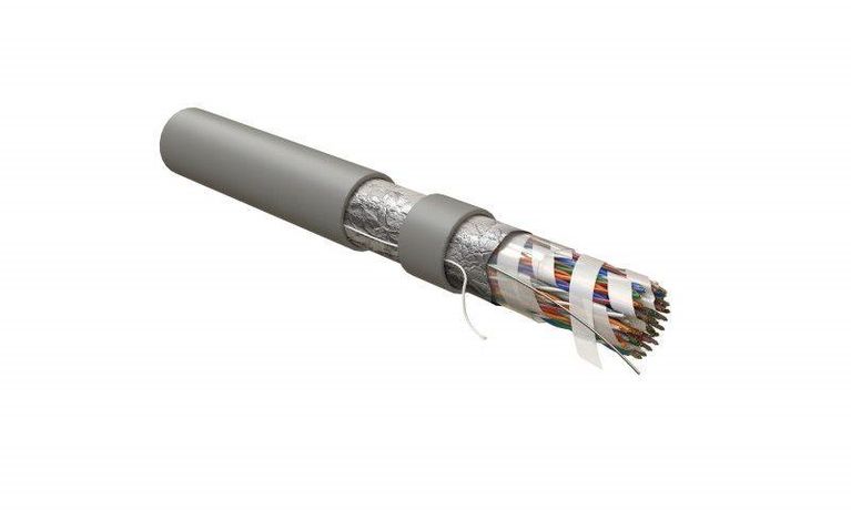 Кабель витая пара F/UTP кат.3 50 пар 24 AWG ож solid экран-фольга LSZH нгС-HF -20град.C-+60град.C FUTP50-C3-S24-IN-LSZH-GY FTP50-C3-SOLID-INDOOR-LSZH сер. Hyperline 45652