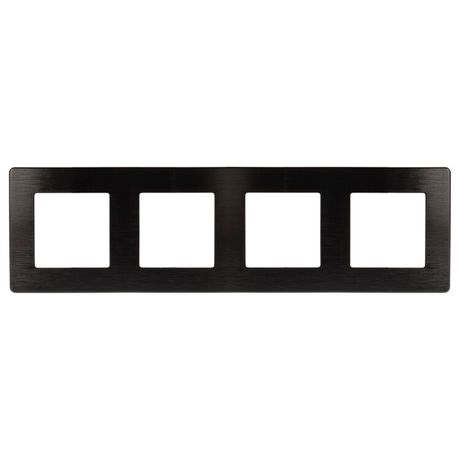 Рамка для розеток и выключателей серия 12 12-5104-06 на 4 поста, сатин, чёрный | Б0052534 ЭРА
