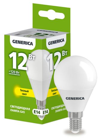 Лампа светодиодная G45 шар 12Вт 230В 3000К E14 | LL-G45-12-230-30-E14-G GENERICA IEK