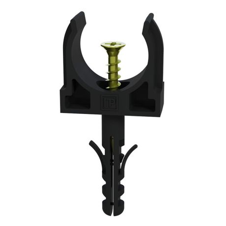 Крепеж-клипса с дюбелем и саморезом черная д25 в малой упаковке (10шт/450шт уп/кор) | PR13.0313 Промрукав Строитель