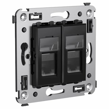 Розетка компьютерная 2-м СП Avanti "Черный квадрат" RJ45 кат.6 DKC 4402294 ДКС