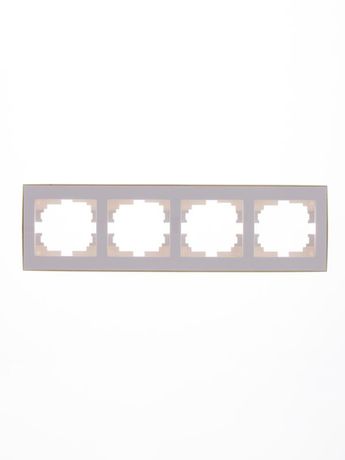 Рамка RAIN четверная горизонтальная белая с боковой вставкой золото - 703-0226-149 LEZARD