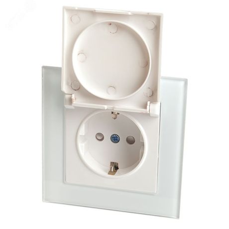 Розетка 1-местная с/з с крышкой, серия Катрин, белый, - GLS16-7012-01 FERON 39245