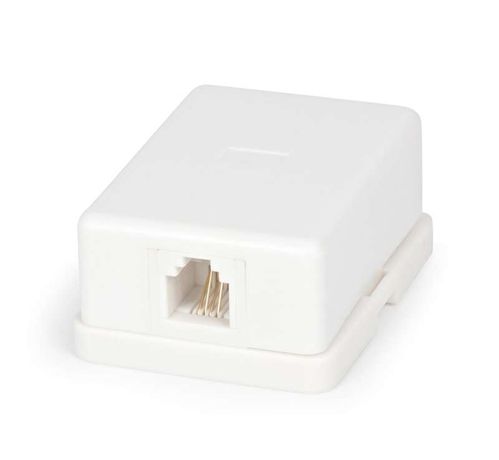 Розетка телефонная SB-1-6P4C-C2-WH RJ-12(6P4C), одинарная, внешняя, белая | 15846 Hyperline