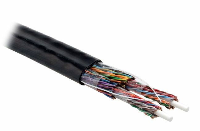 Кабель витая пара UUTP50-C5-S24-OUT-PE-BK (UTP50-C5-SOLID-OUTDOOR) неэ.U/UTP,к5,50п(24AWG),одн(solid),вне,UV PE,-50°С– +60°С,черн. | 19867 Hyperline