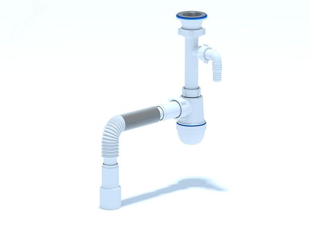 Сифон для умывальника АНИ 1 1/2' x 40 с отводом стиральноймашины гибкой трубой 40х40/50 - C0315 пласт